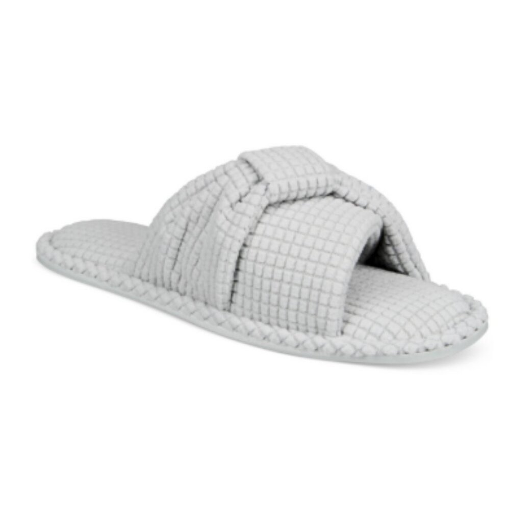 NWT Charter Club Women's Textured Knot-Top Slippers Sleep Grey